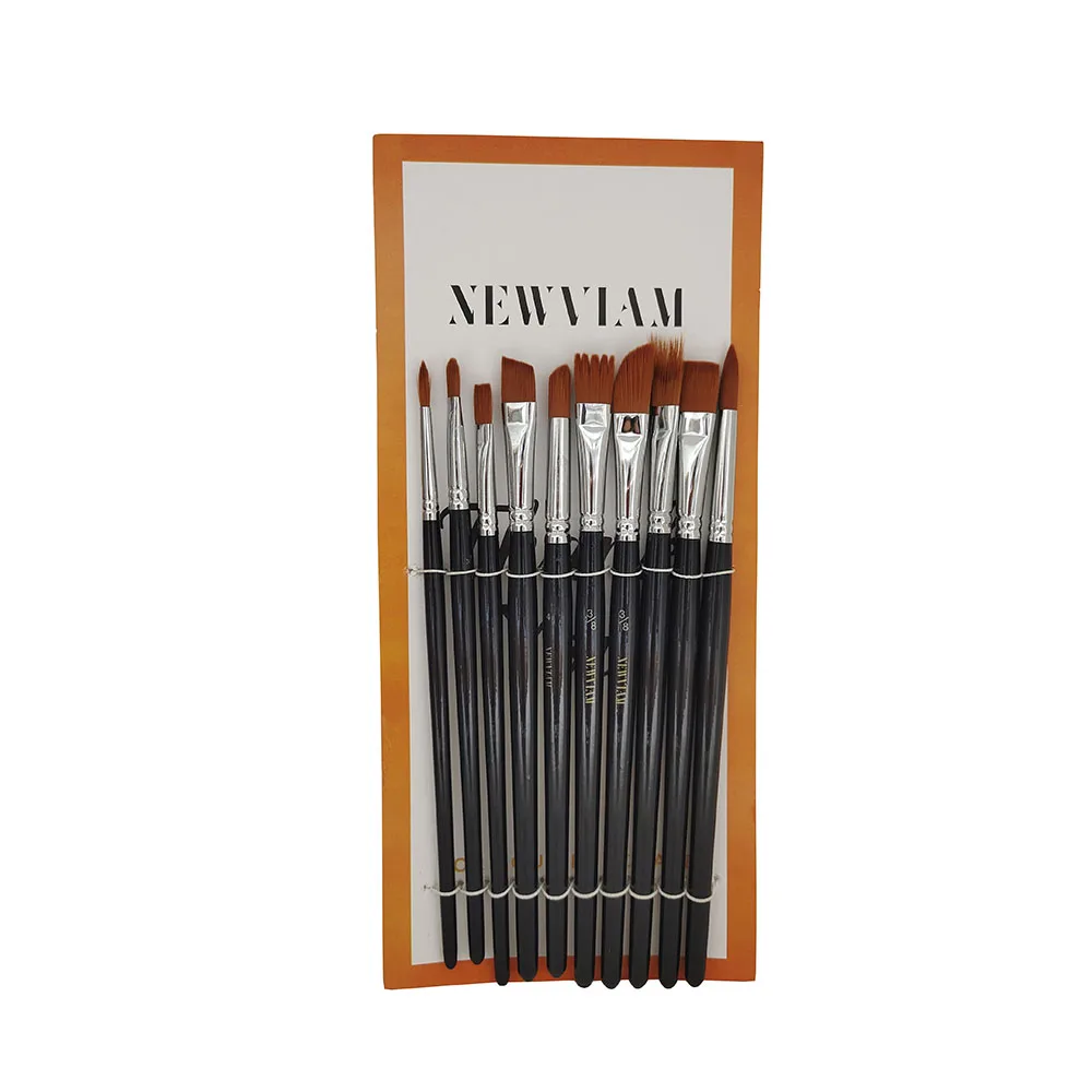 Bview Art Quick Delivery 12 Pcs Nylon Bristle Paint Brush for Acrylic Watercolor Oil Painting