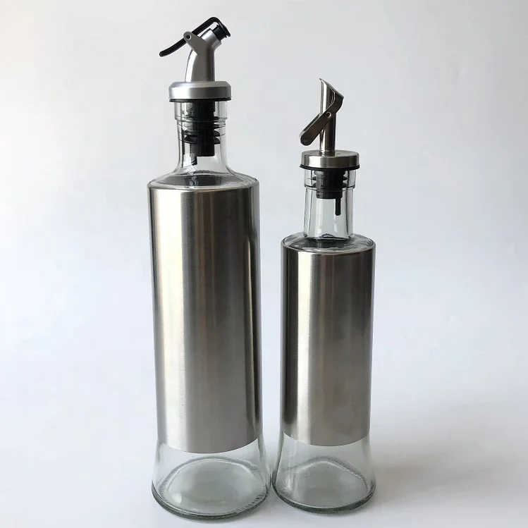 Stainless Steel Liquor Bottle Auto Flip Cap Nozzle Olive Oil Dispenser Pourer Spout For Sauce Vinegar