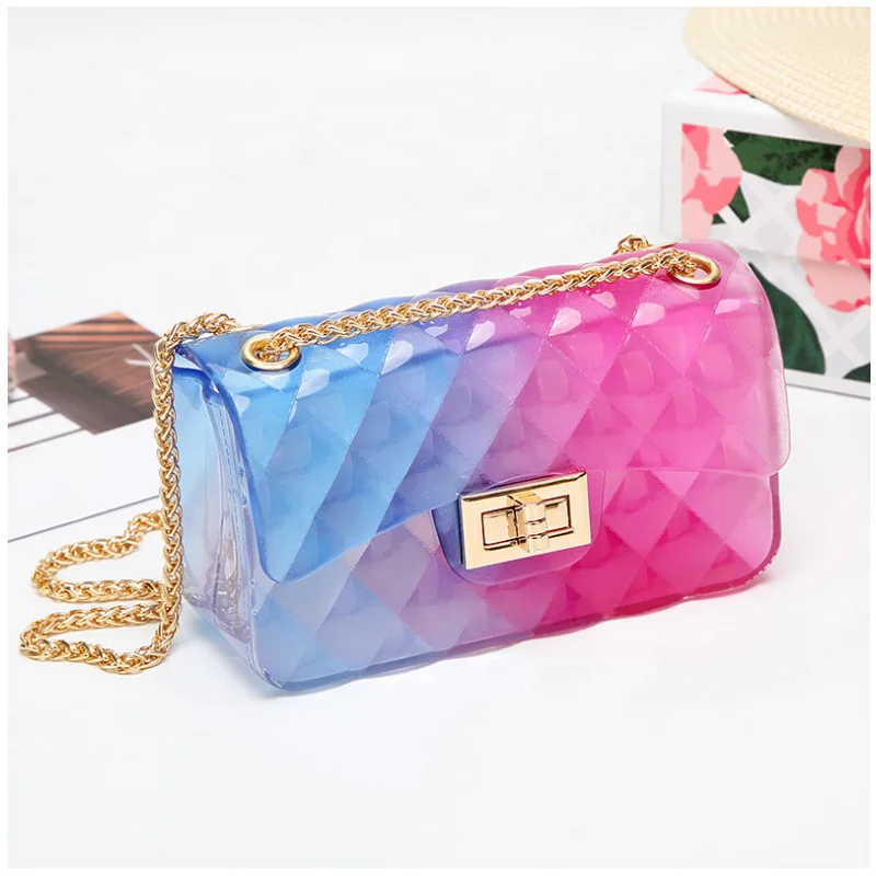 Popular Women Candy Color Crossbody PVC Transparent Jelly Purses Handbag