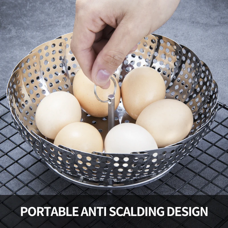 Chinese Cooking Stainless Steel Foldable Food Steamer Basket Collapsible Vegetable Bread Dumpling Steamer Steamer Baskets