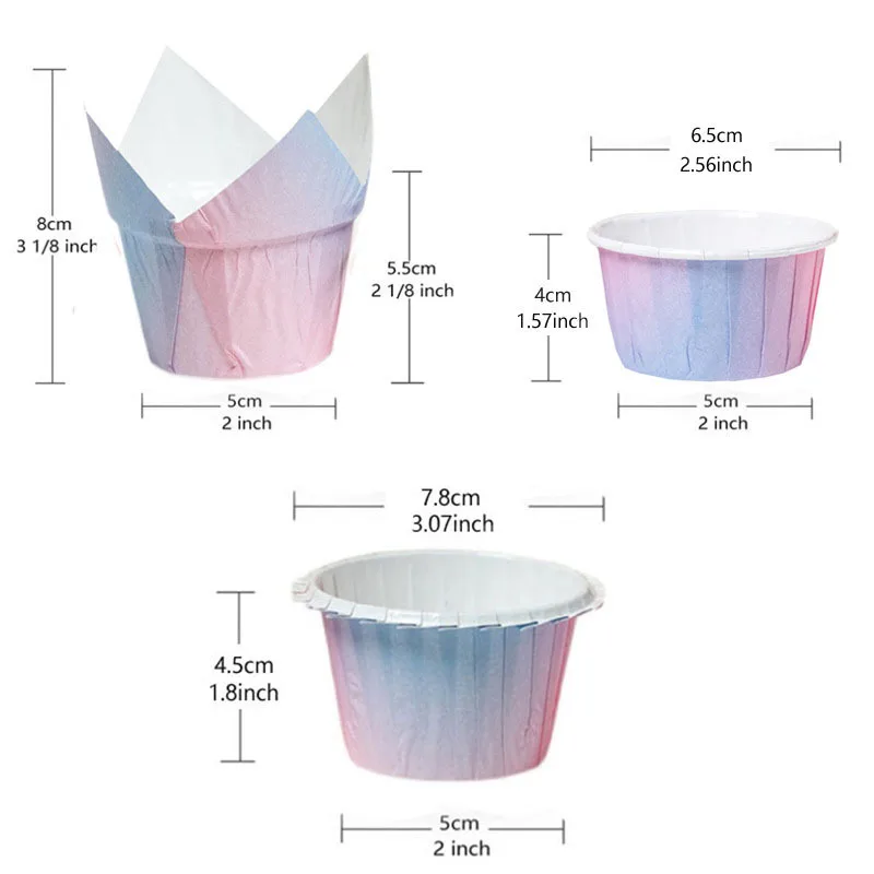 Gradient Cake Cups Mold Round Shaped Muffin Cupcake Liner Baking Molds DIY Kitchen Home Party Dessert Supplies