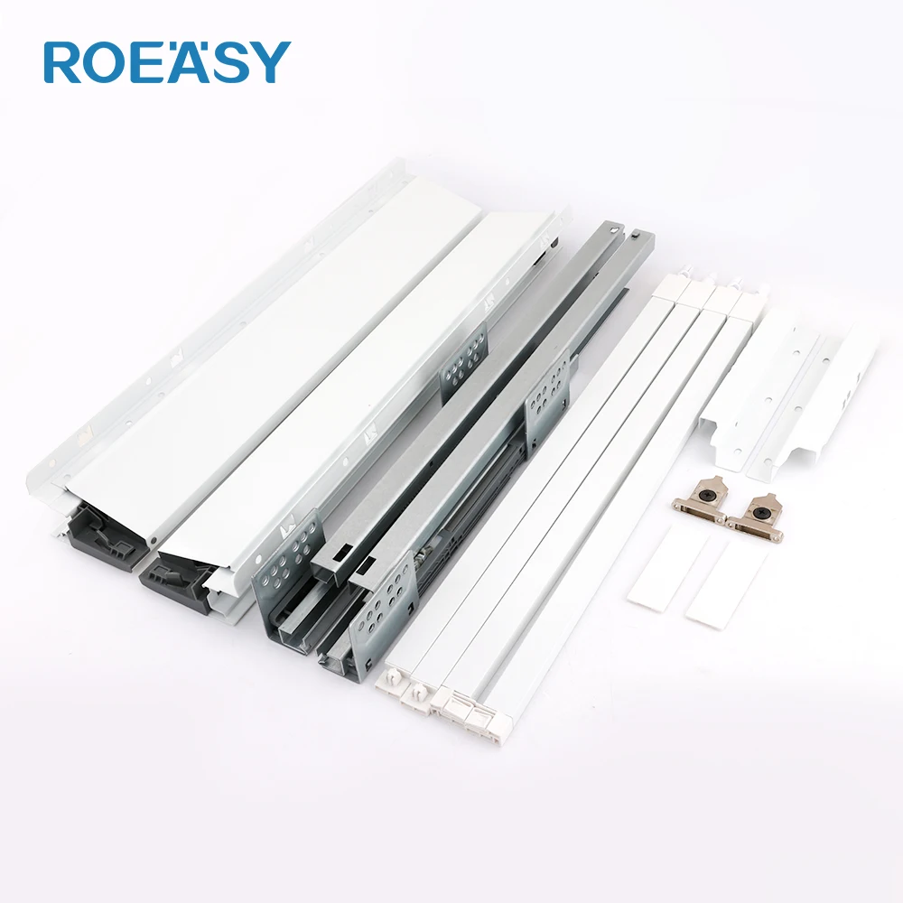 Roeasy Kitchen Drawer Runner System Two Square Bar White Metal Slim Box Drawer Slide Drawer Box