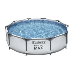 Bestway 56416 12 ft. x 30 in. Summer Water Play Family Outdoor Above Ground Frame Pools Steel Pro MAX Round Pool Set