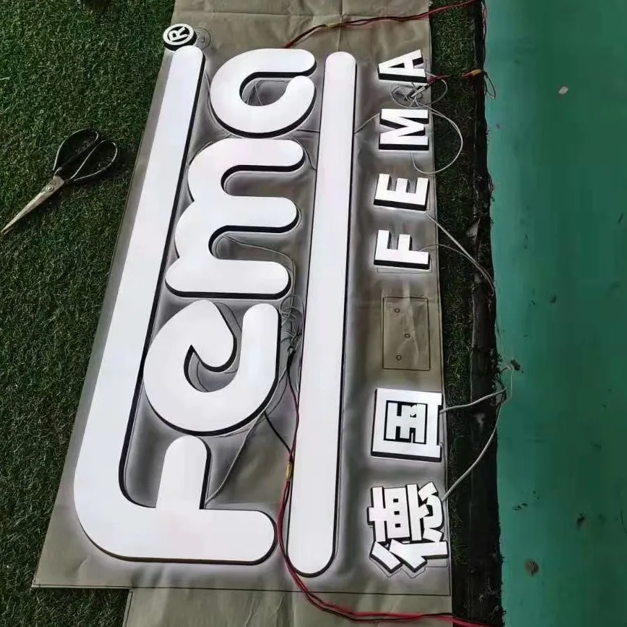 High quality led neon logo steel frame resin led letters metal frame 3d company logo led neon light signs