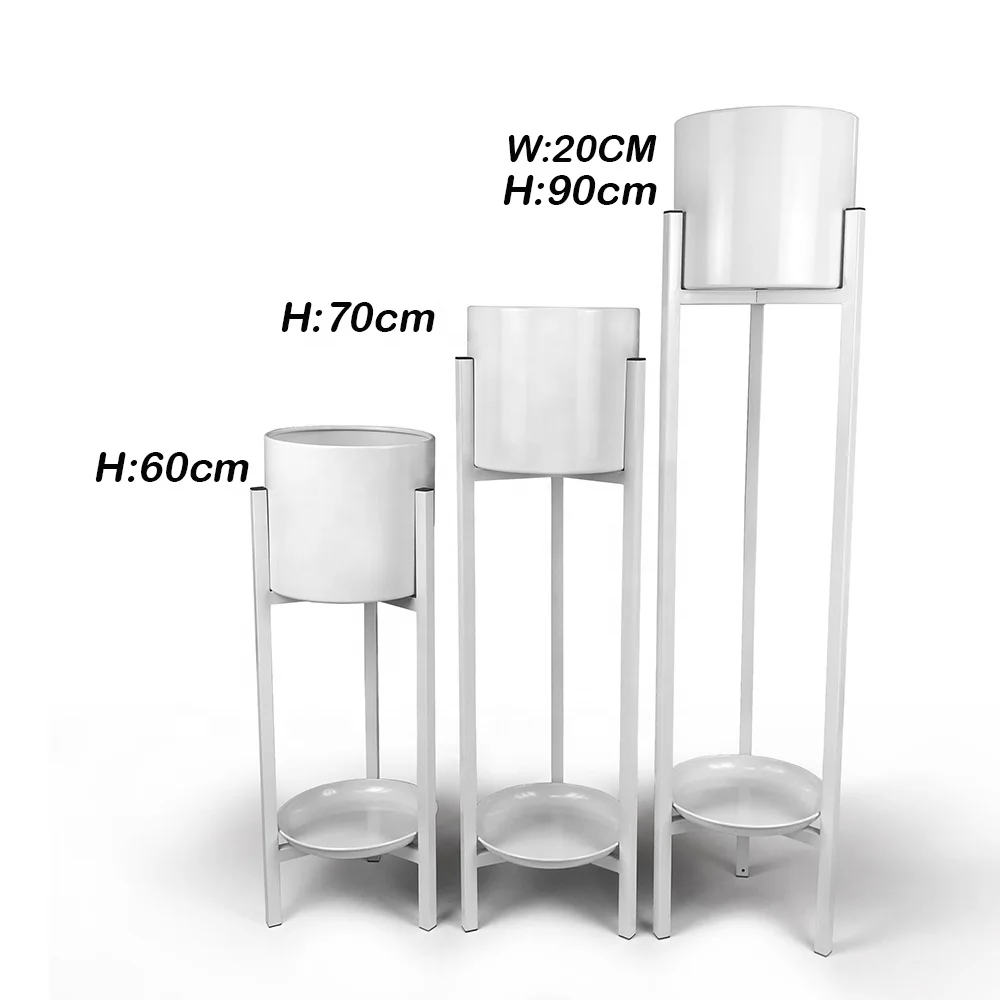 2021 White Color Nordic Style Metal Plant Stand Iron Plant Pots  Stands Outdoor Indoor Flower Stand Pot For Home Garden