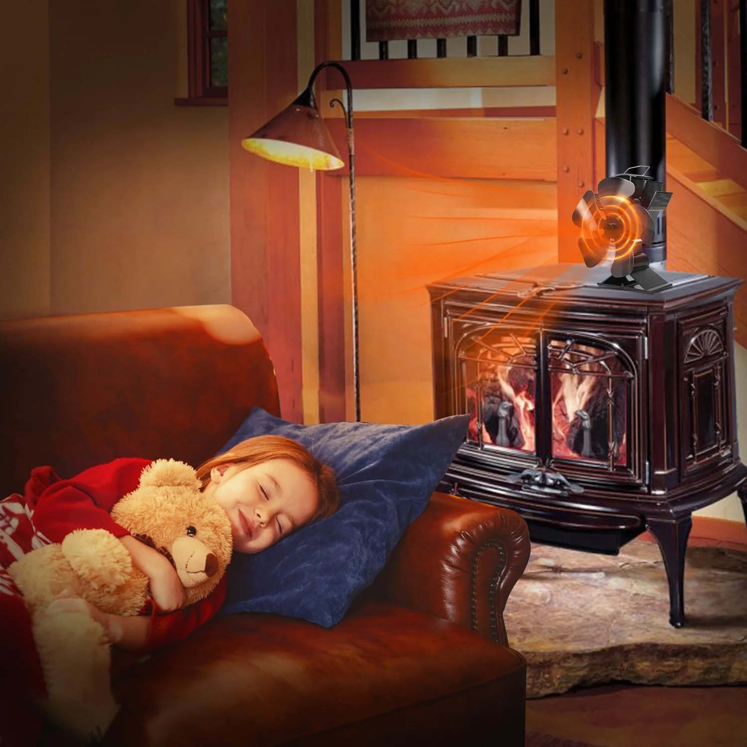 Wood Burner Ecofan Heat Powered Stove Fan For Wood/Gas/Pellet Stove