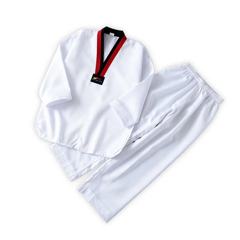 
High quality cotton Ribbed fabric training wtf taekwondo uniform 