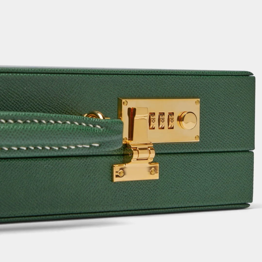 30mm Mini Travel Mahjong Box Pu Leather Ivory White American Mahjong Board Game Set Storage Case