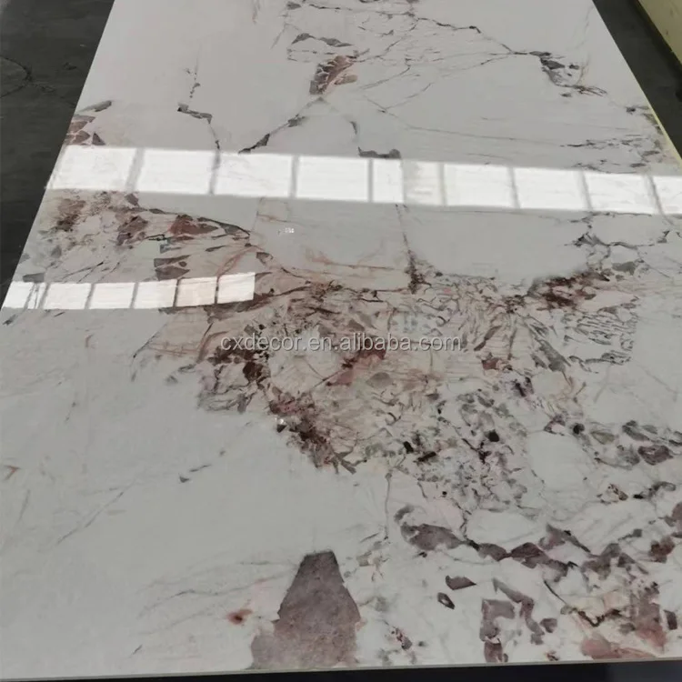 China 1220*2440 pvc marble sheet alternative board wall panal interior wall cladding panel 5mm marvel 3d effect wallpanel
