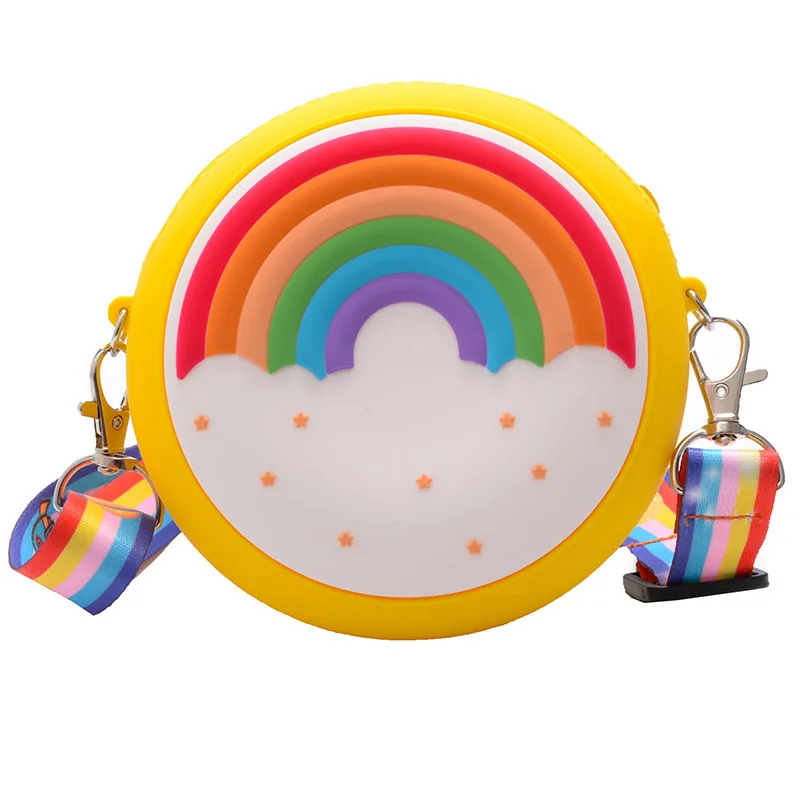 
OEM Lovely Cartoon Silicone Mini Rainbow Coin Wallet Purse with Shoulder strap 