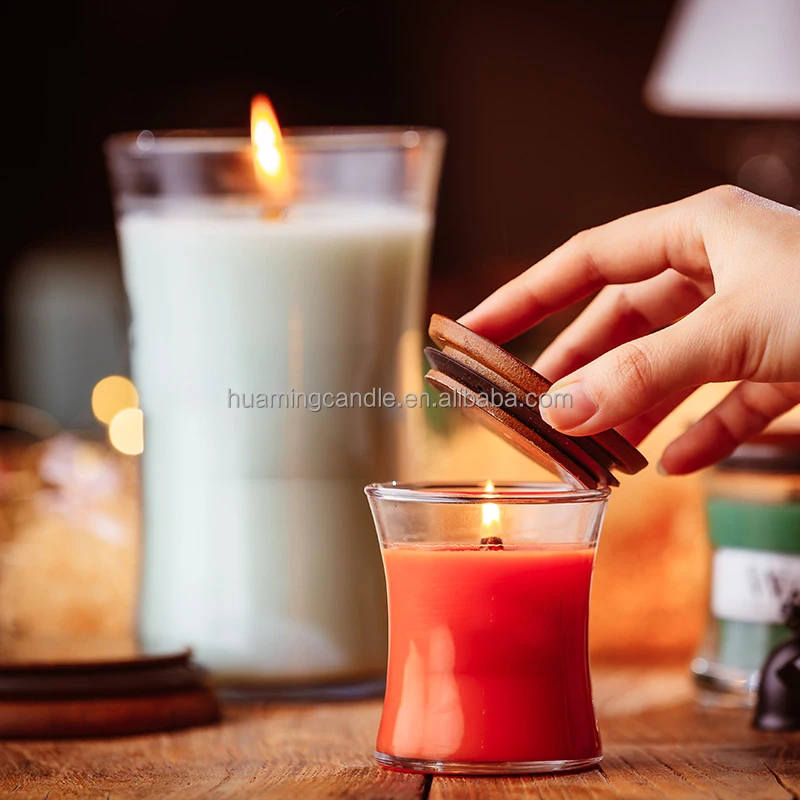 10Oz 22Oz Wholesale Customized Large Private Label Boat Shape Wood Wick Aromatherapy Colored Soy Wax Glass Jar Candles