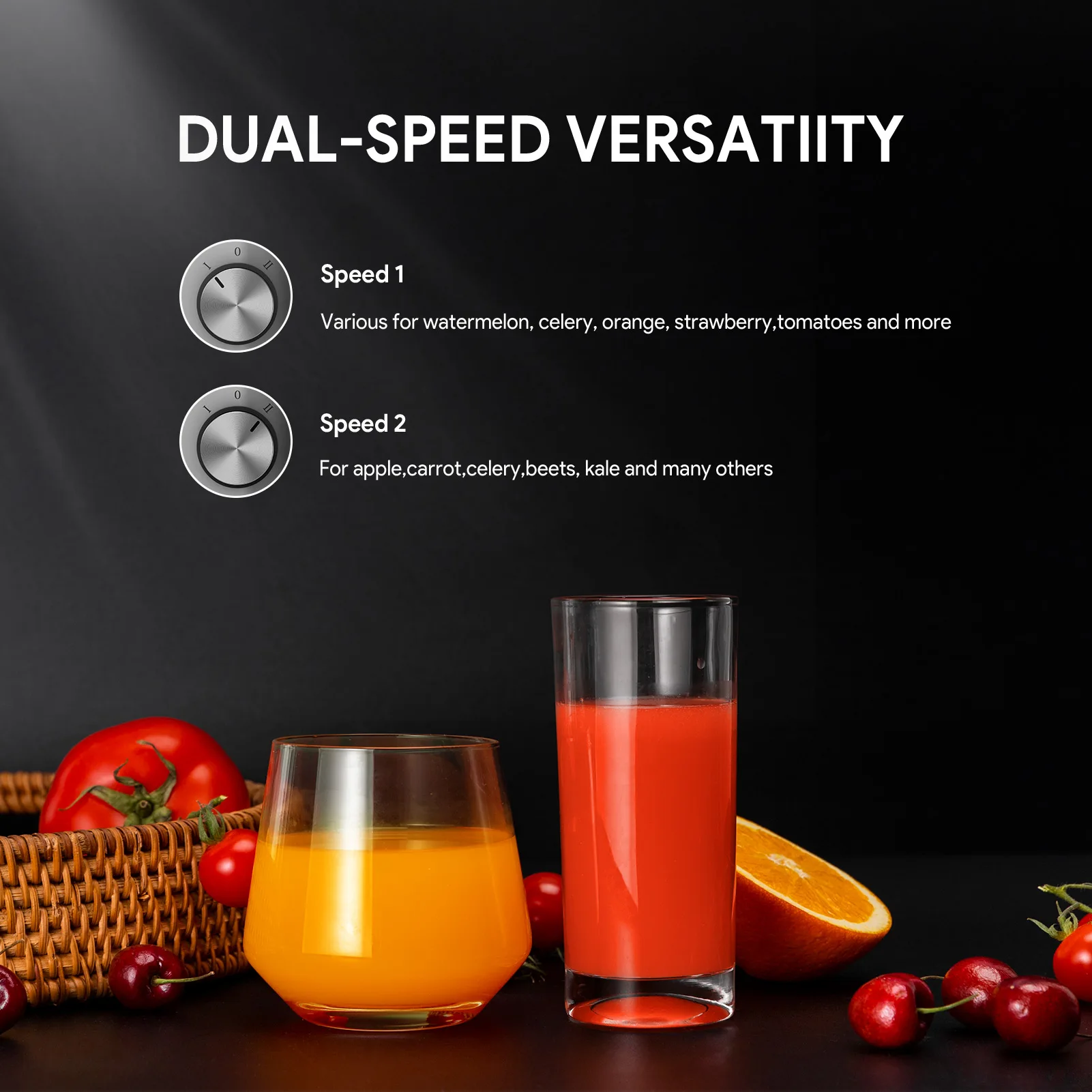 Bagotte Automatic Juicer Electric Citrus Juicer Big Mouth Masticating Juicer Cold Press Slow Juice