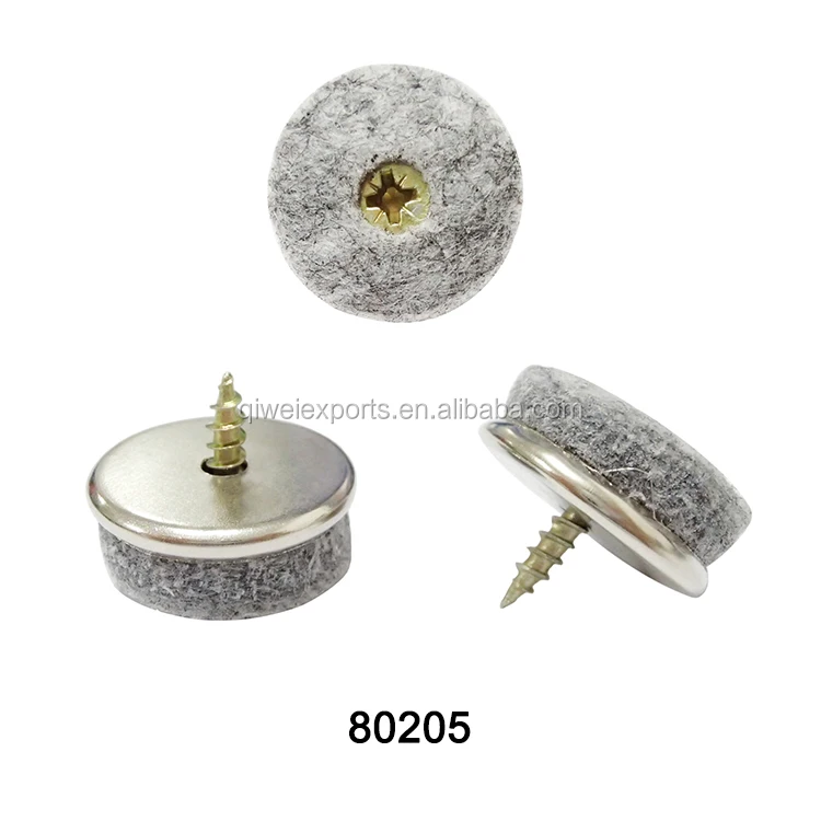 High Quality Nickel-plated Anti-slip Chair Leg Floor Protector Furniture Feet Felt Glides with screw 80205