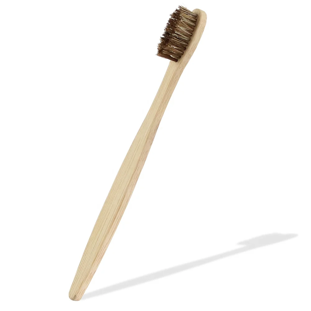 Wholesale 100 % Healthy Eco Organic Charcoal Boar Bristle Flat bamboo toothbrush with BPA free