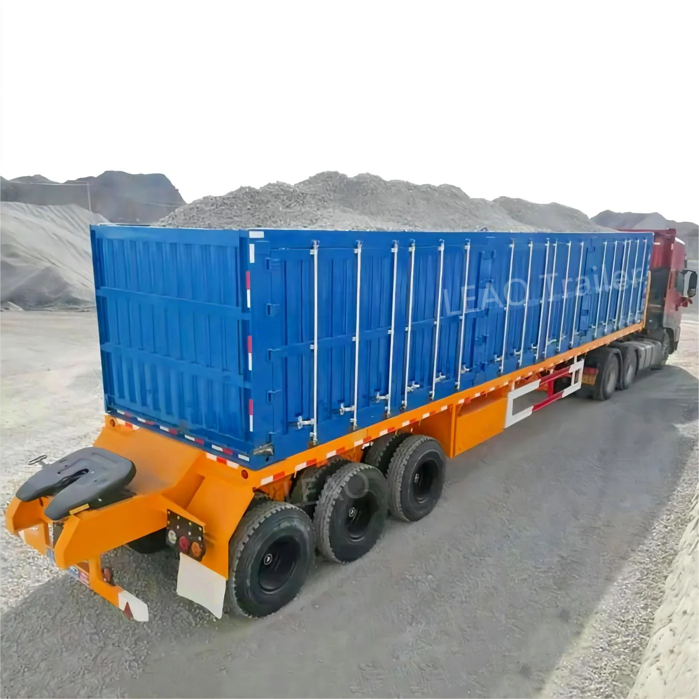Сверхмощный 3 оси 40ft 60ton Interlink супер ссылка бортовой полуприцеп Мерседес Бенц грузовик с прицепом LEAO трейлер стальная 6 или 12 единиц