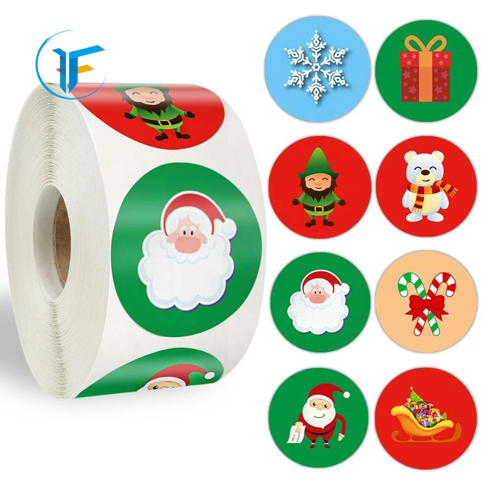 500pcs Round Merry Christmas Stickers Thank You Card Box Package Label Sealing Stickers