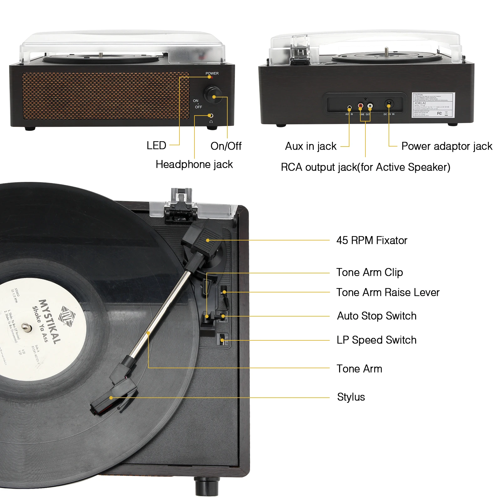 Top Quality Vinyl Records Player BT Music Wooden Vintage Turntables Player