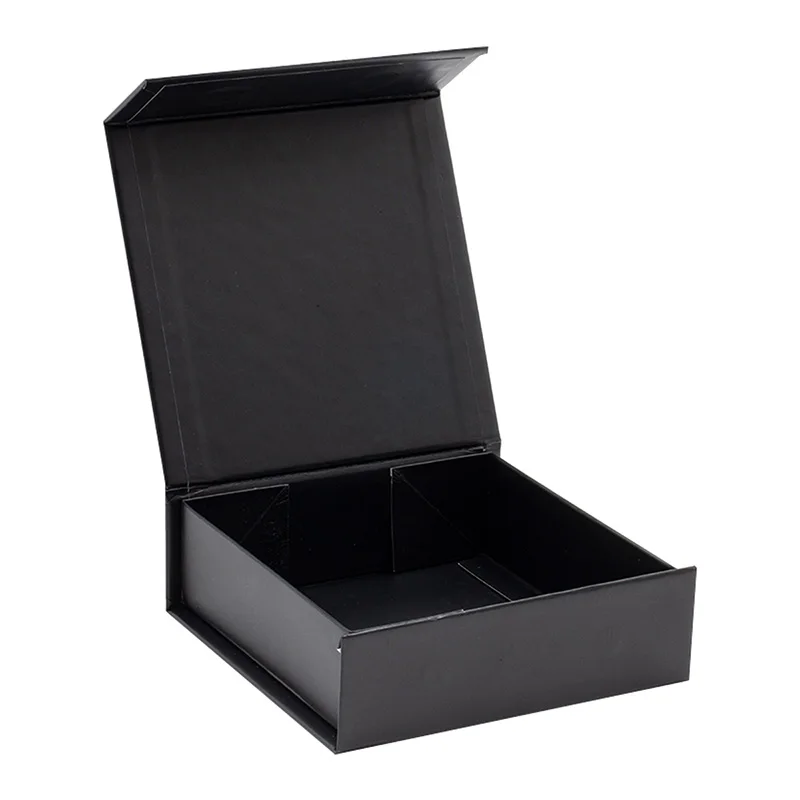 Custom premium black magnetic closure small tiny gift packaging box wholesale