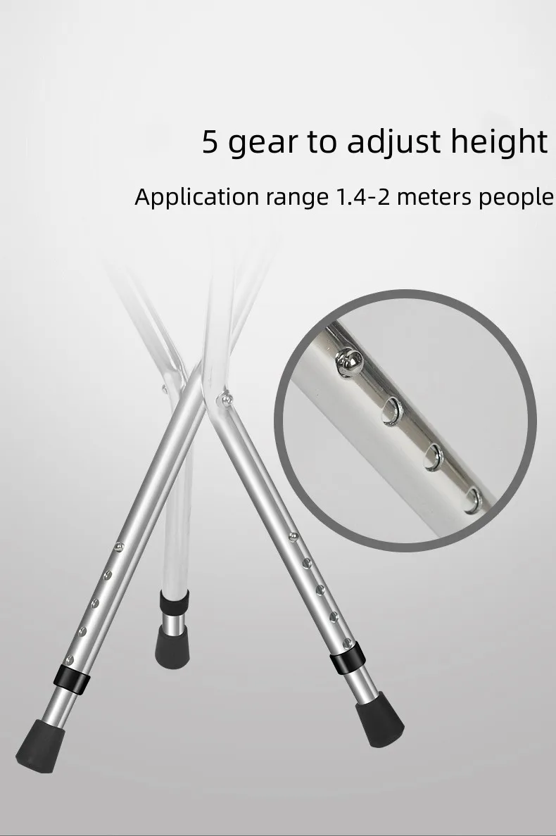 Walking stick Three-legged Foldable Crutch for Elderly with seat