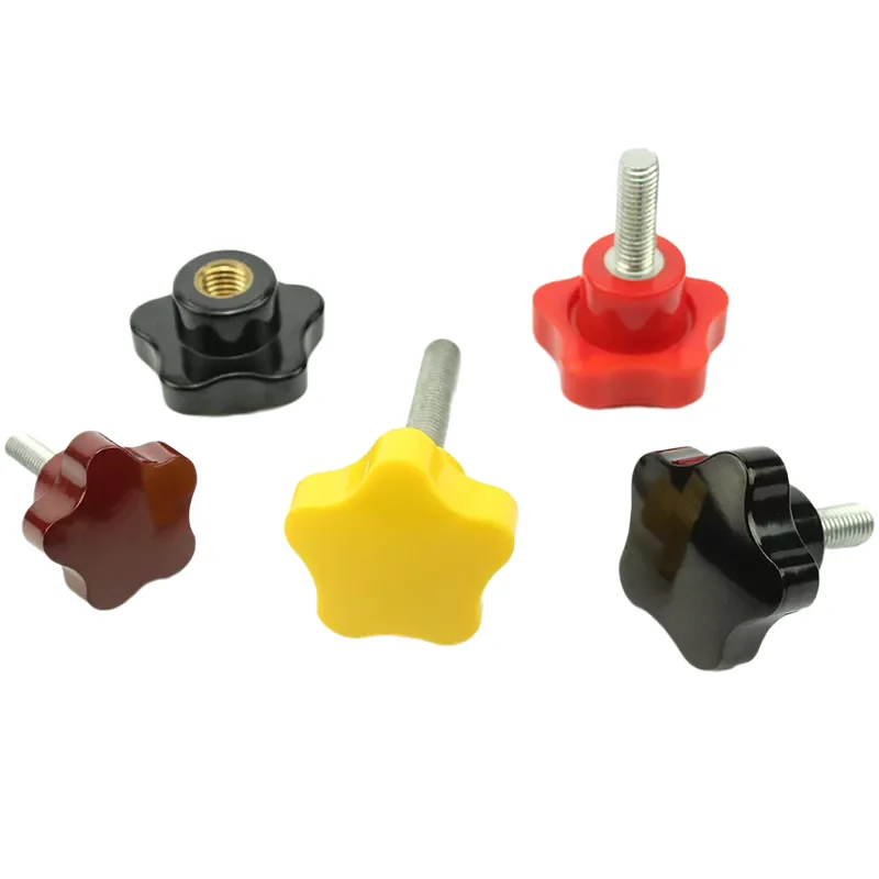 China fasteners supplier male and female brass thread bakelite plastic lobe star shape knobs