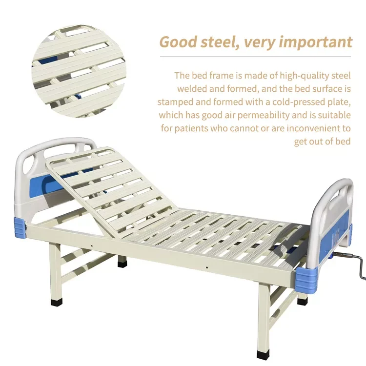 Hot Selling Abs Head Board manual 1Crank hospital beds Patient hand remote control hospital Medical Bed