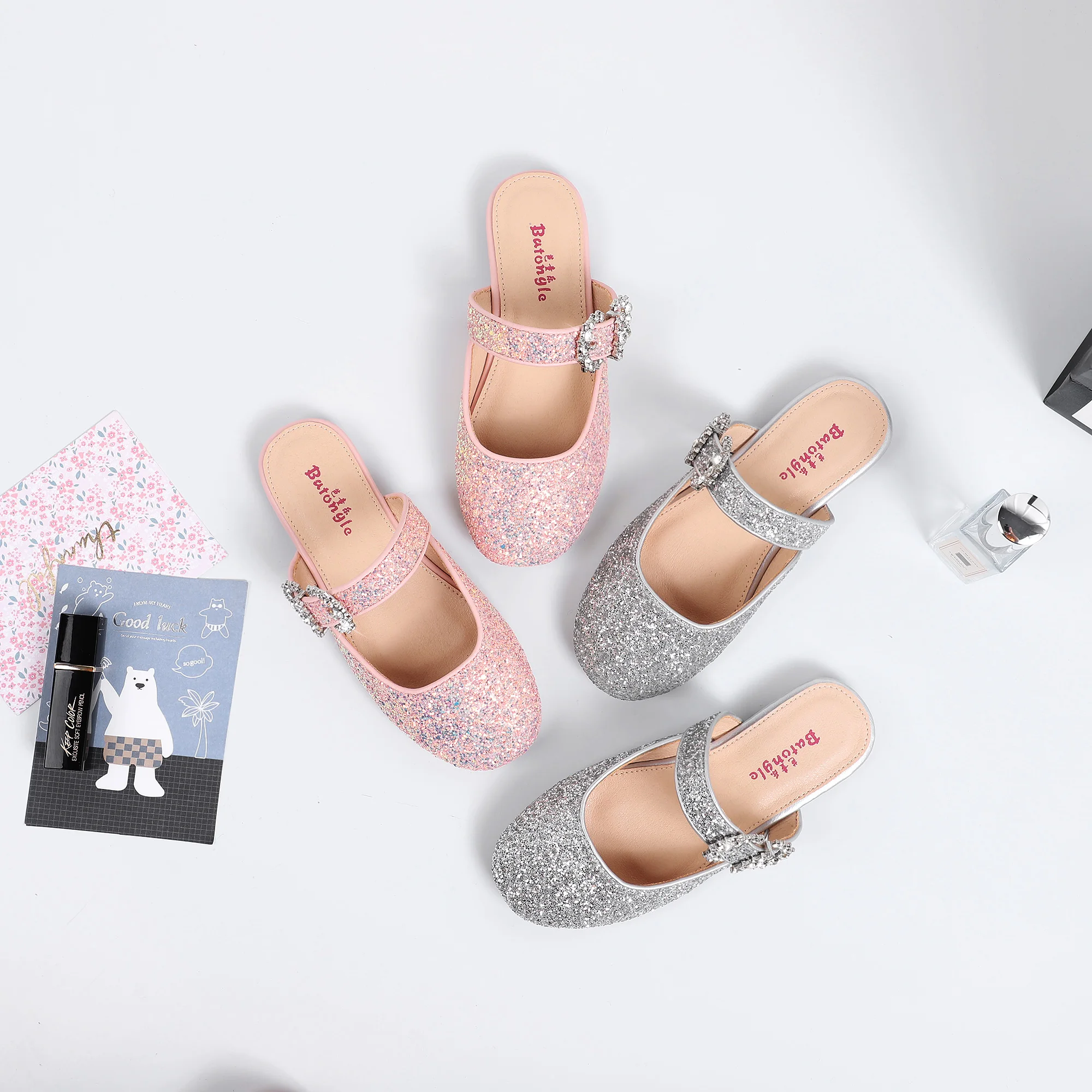 Slippers Wholesale Summer Fashion Cute Non-slip Flat Sequin Kids Sandal For Girls