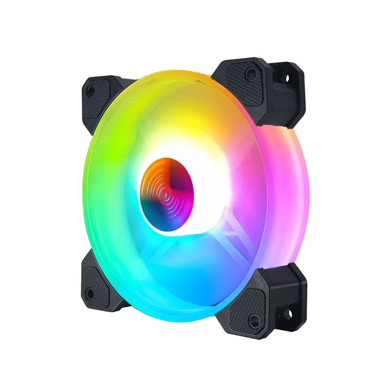 Цветная (RGB) Вентилятор охлаждения 120 мм PC чехол для ноутбука вентиляторы Радужный светодиодный осветительный вентилятор процессорный кулер крайне низкий уровень шума воздушный