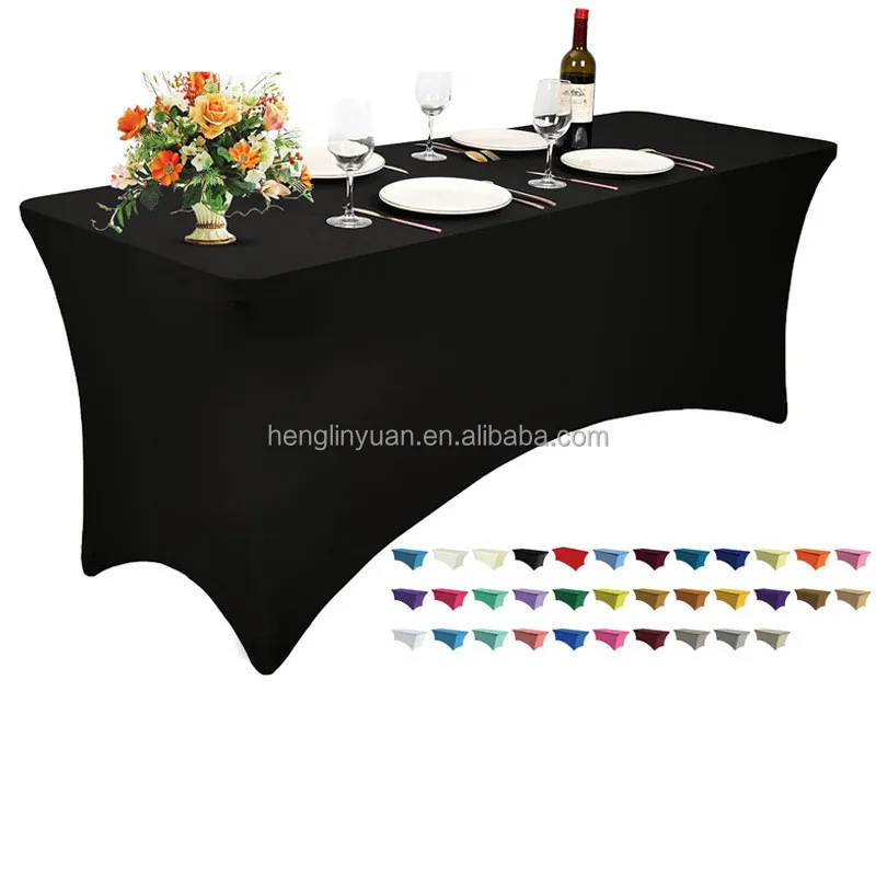 Custom Table Cloth Logo Spandex Tight Table Custom Cloth Stretch Table Cover for Party Banquet Wedding