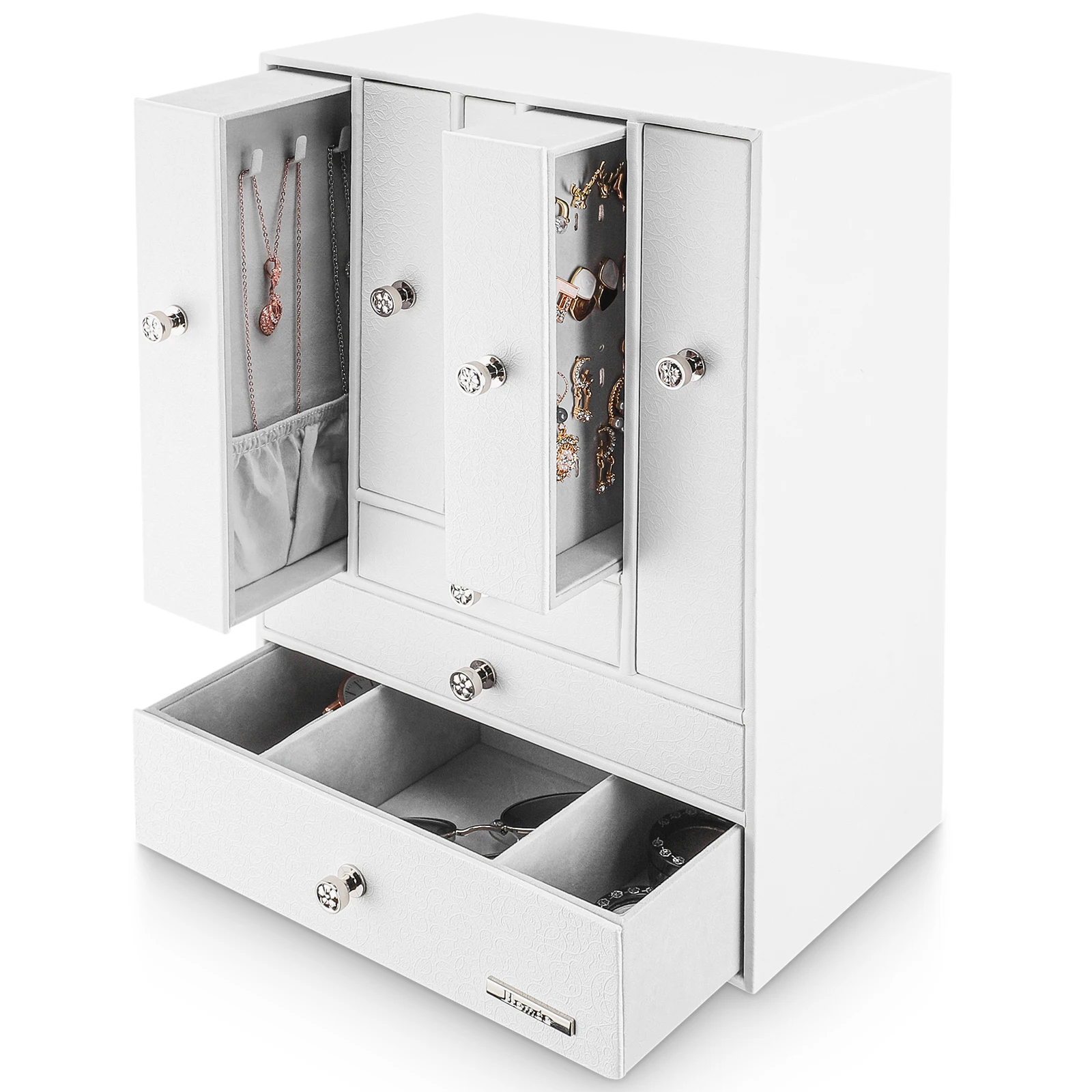 
OEM design porcelain metal handle jewelry display tray case with vertical and horizontal storage plate 