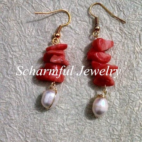 ER22811 Boho Stone Bead Clips Pearl Drop Earrings With Gold  Plated