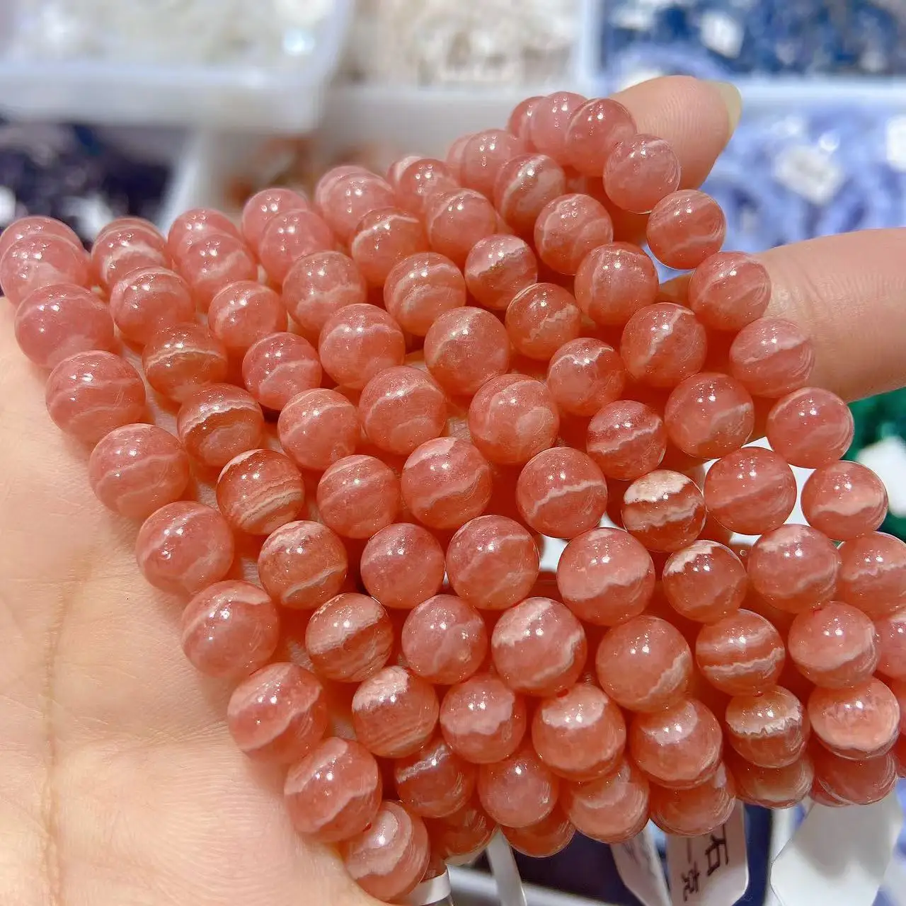 6/8/10mm Rhodochrosite Beads From Argentina Heailing Crystal Bracelet Gemstone Necklace Argentinian Rhodochrosite Beads
