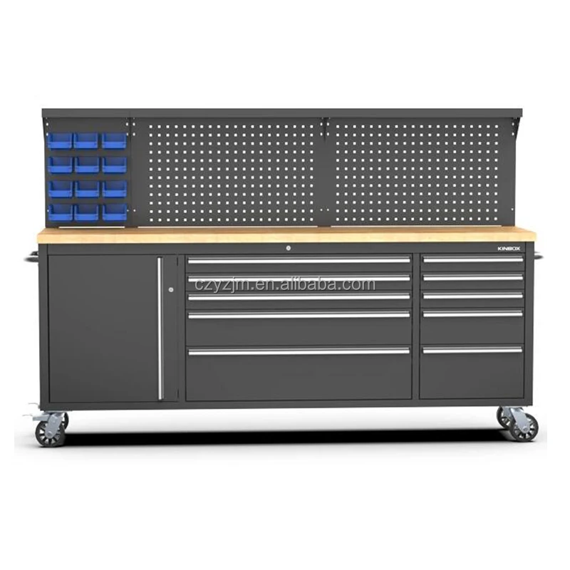 Stainless Steel Garage Cabinets Metal Roller Tool Box & Workbench for Tool Storage for Mechanics and Workshop Use