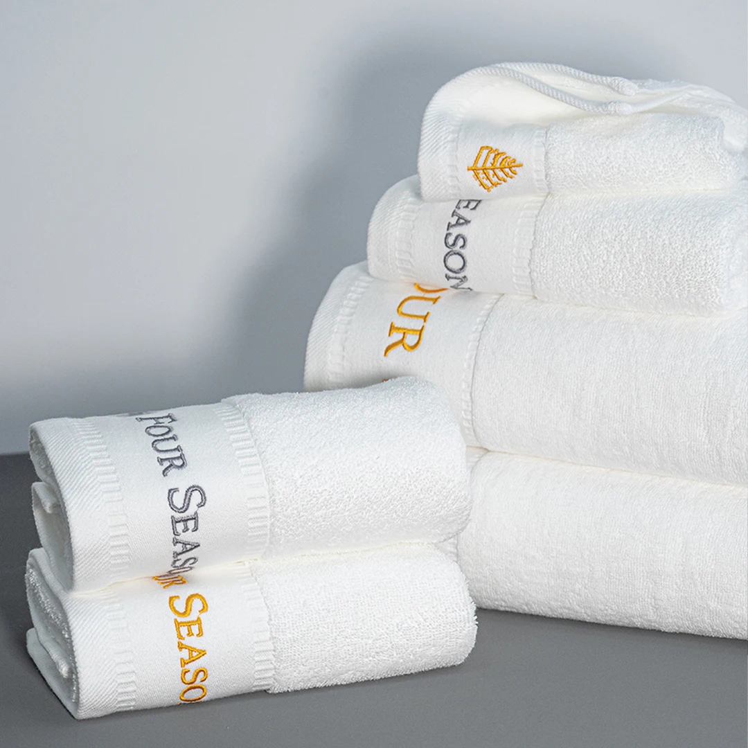 Custom hotel white bathroom bath towel set wholesale cotton hotel hand square towel custom logo