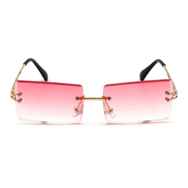 Ladies plastic fashion square rimless sun glasses 2021