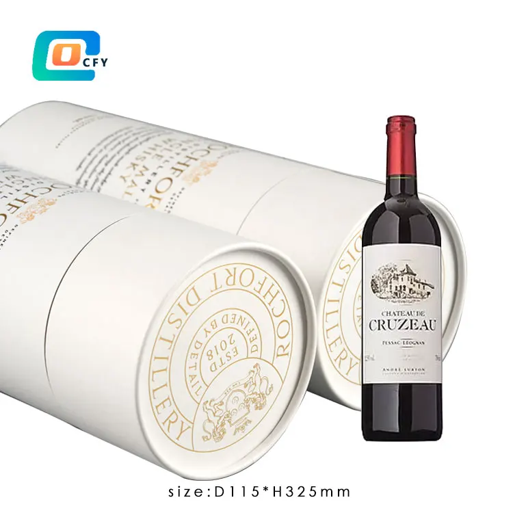 luxury wine whisky gift set cardboard packaging tube container beverage  paper can for bottle custom size logo