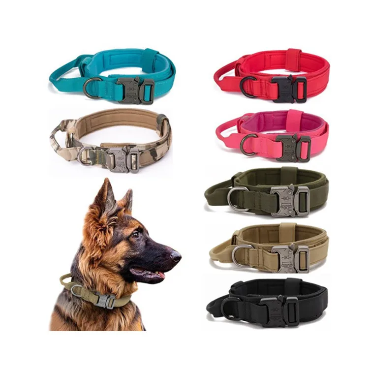 Wholesale custom high strength nylon tactical dog collar adjustable outdoor pet dog training collar