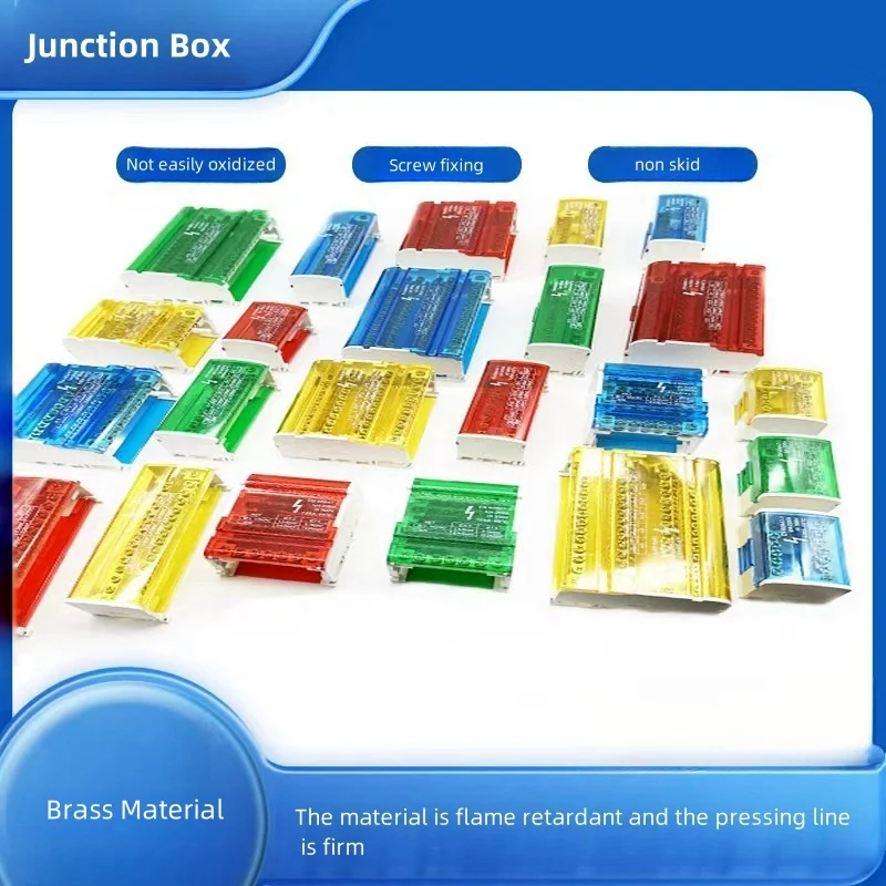 XP013-4X11 Power Distribution Junction Box Red 500V 125A Terminal Block Made Ceramic Brass Metal PC Material Screw Spring Type