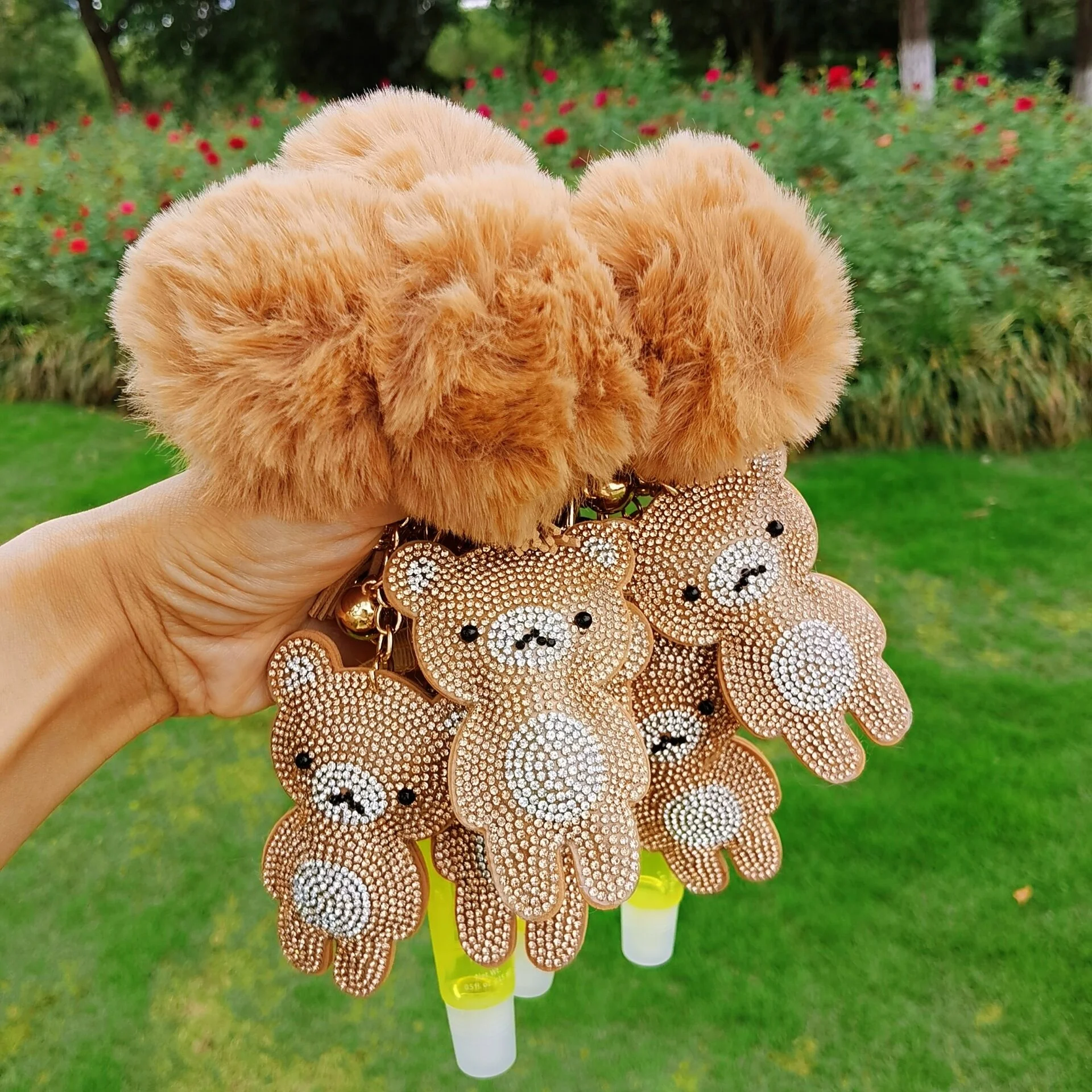 2021 Lipgloss Base Oil Private Label Clear Custom Kids Strass Rhinestone Bear Keychain No Brand Box Make Your Own Line Lip Gloss