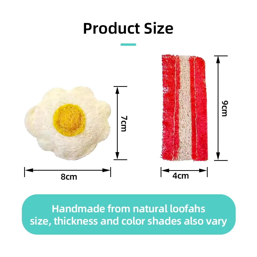 Wholesale Egg Bacon Natural Luffa Molar Chew Toys Hamster Rabbit Play Activity Teething Cleaning Chew Toys