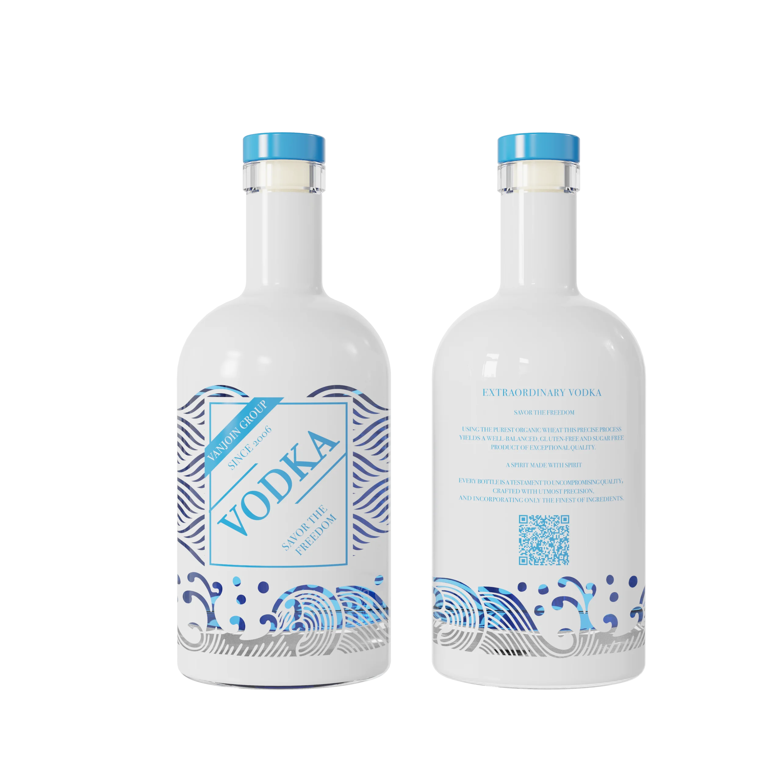 Factory Custom Color and Logo 200ml 500ml 700ml 750ml Rum Whisky Vodka Spirit Glass Liquor Bottle with Cork