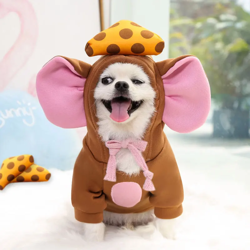 Free Shipping Cartoon Puppy Vest Clothing Warm Dog Clothes French Bulldog Mouse Winter Dog Coat For Small Dogs Pet Cat Clothes