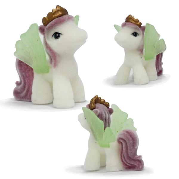 WJ2401 Mini Pony Doll Toy with Green Wings Anime Flying Horse Figurine Safe Flocked PVC for Children