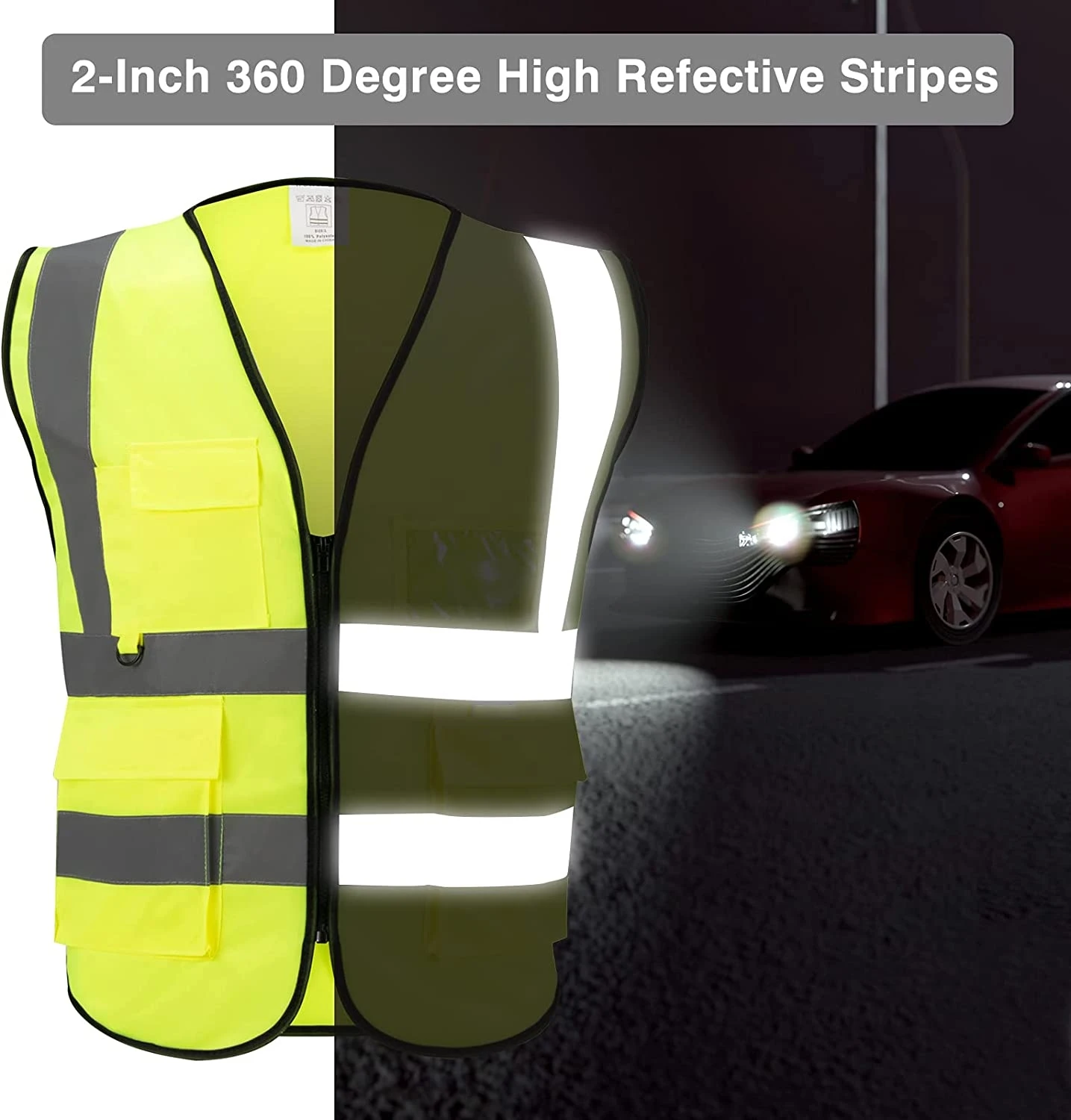 High Visibility Reflective Tricot Fabric Yellow Safety Jackets, High Visibility Reflective Single OPP Bag  Safety Vest