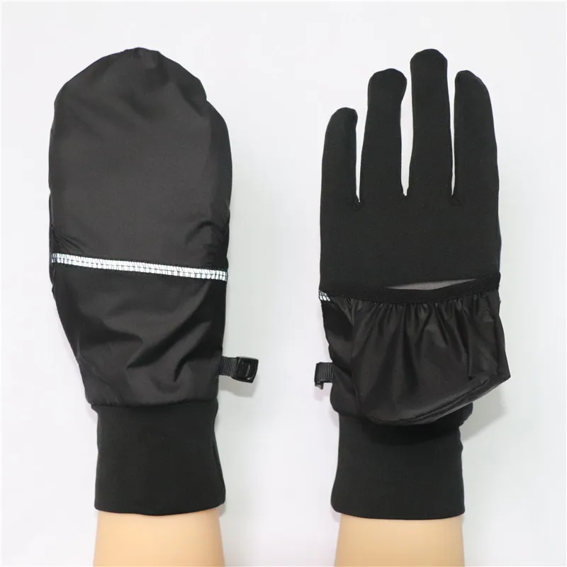 
Full finger running glove with mitten cover 