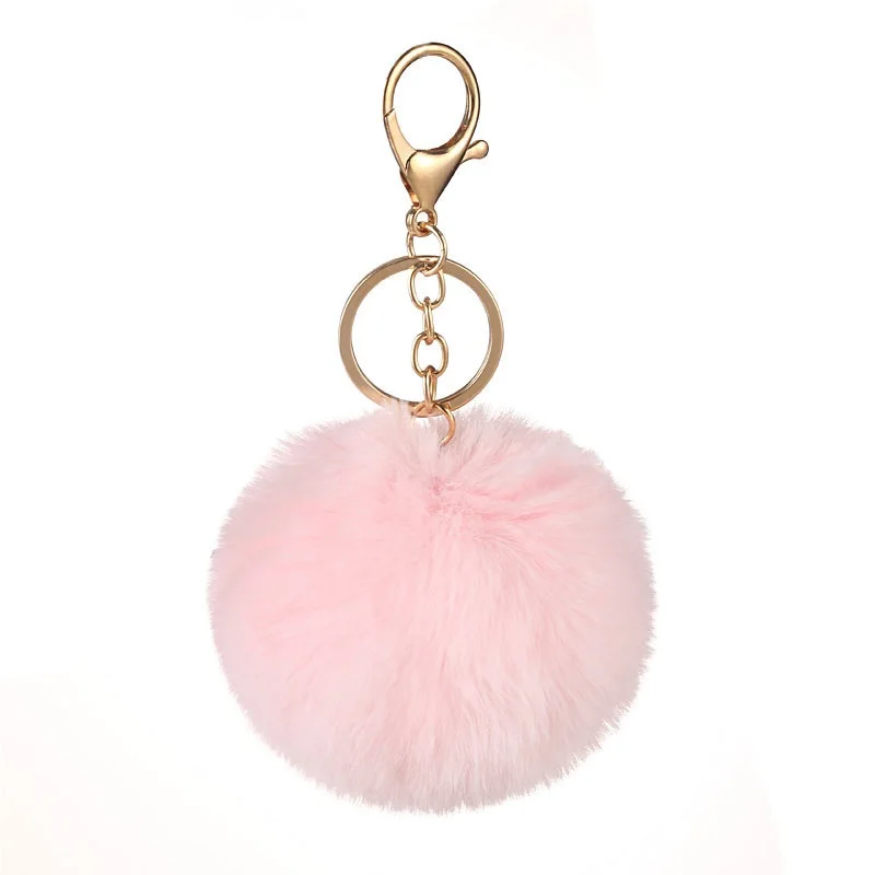 Colorful Pom Poms Keychains Faux Rabbit Fur Fluffy Ball Keyring For Car Handbag Tote Bag Pendant