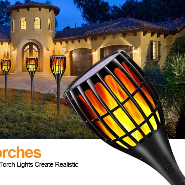 Solar Torch Lights Outdoor Waterproof Dance Flame Landscape Decoration Dawn Security Torch Light for Patio Deck Driveway