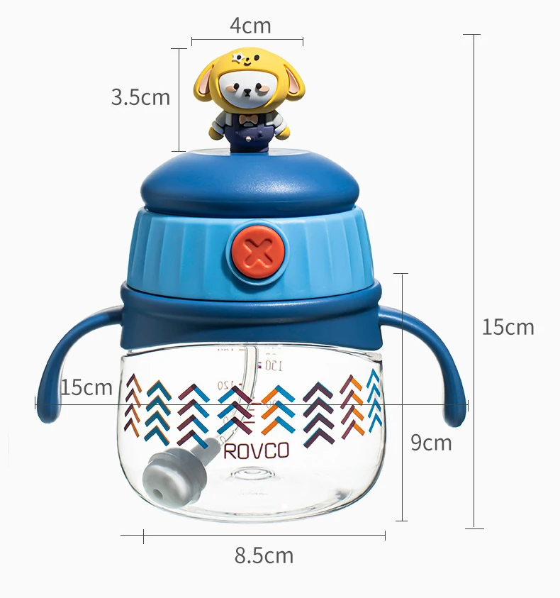 Hot Sale Reusable Plastic Cute Cartoon Kids Water Bottles With V-shaped & direct drinking nipple