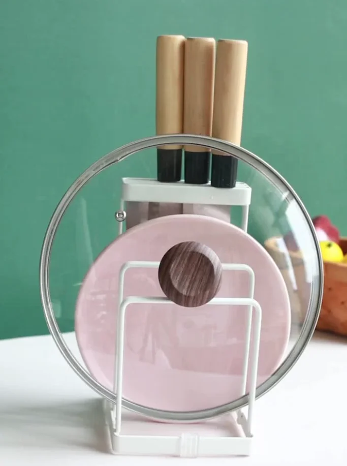 Cheap Price Kitchen cutting board rack vertical knife holder pan and pot lid organizer rack holder knives rack