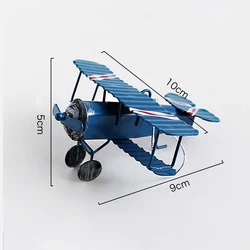 2022 Hot Sale Metal Crafts Retro Airplane Figurines Plane Model Vintage Glider Biplane Miniatures Home Decor