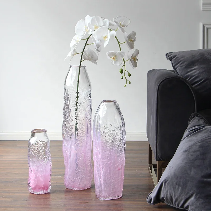 Bixuan Handmade Mouthblown Art Glass Vase Bottle Shape Design for Flower Branch High-end Thick Heavy Tall Floor Glass Vases